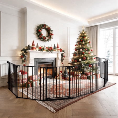 Pet Gates Caveen Dog Playpen 8Panel 198 Extra Wide 30 Tall Fireplace Fence Playard Black