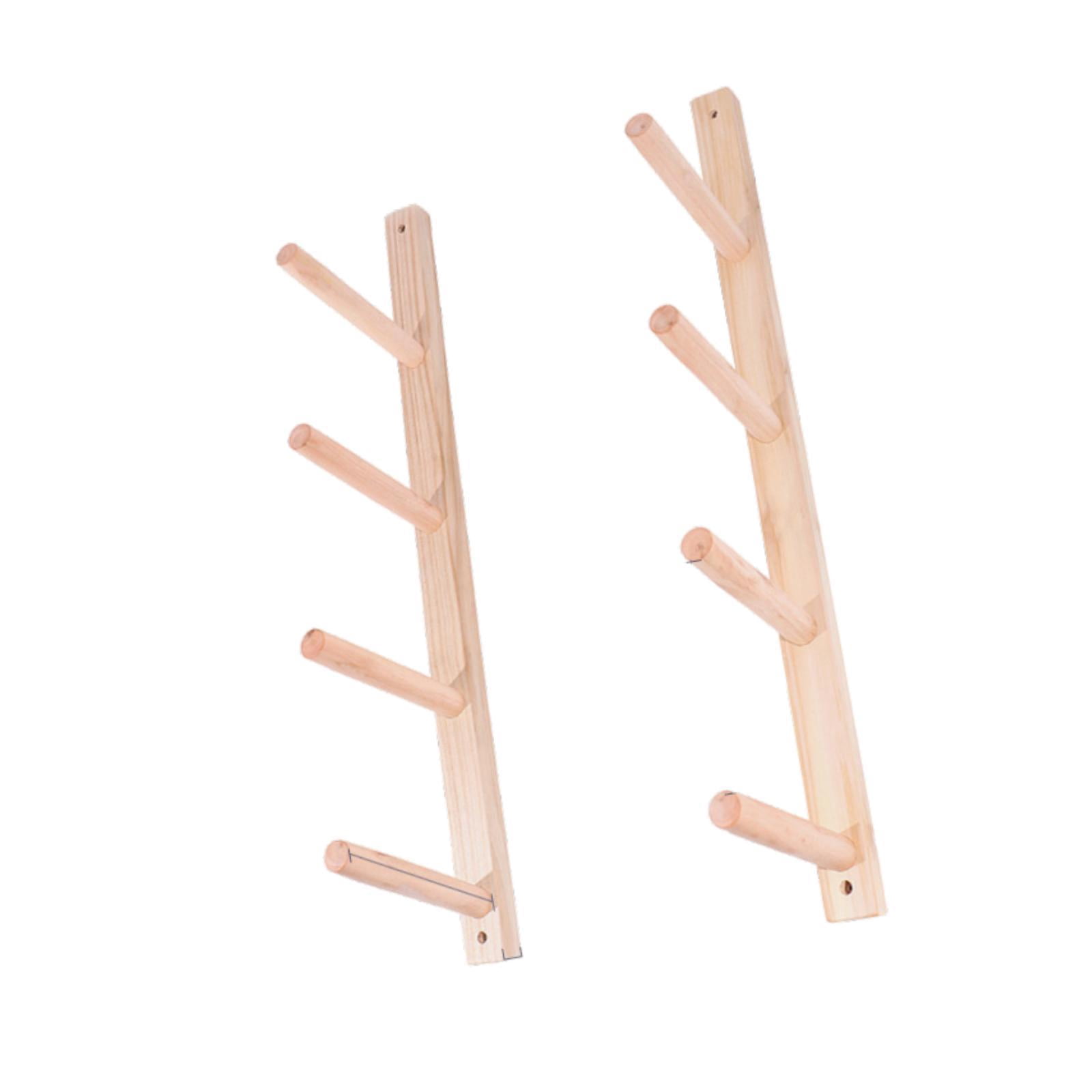Fiocias 2 Pieces Wood Yoga Mat Storage Rack Gym Organizer Yoga Mat Holder for Skateboard 4 Tier