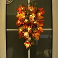 thumbnail image 2 of geerera Artificial Fall Swag, Thanksgiving Teardrop Wreath with Maple Leaves & Berries, 19.7" Front Door Decor, Autumn Floral Arrangement for Home & Wall, 2 of 4