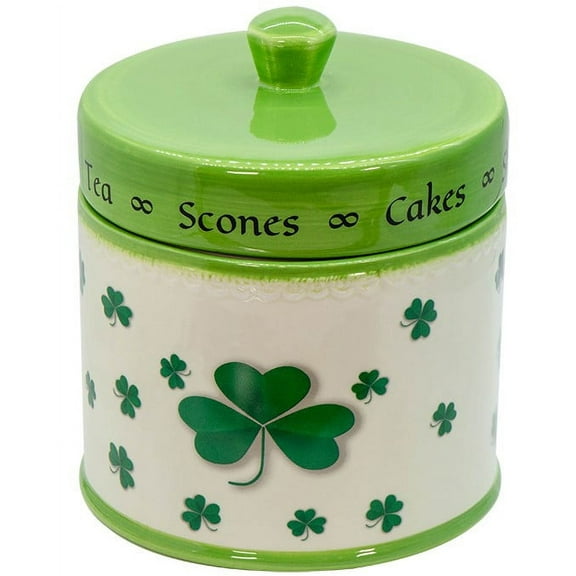 Bridgets of Erin Green Ceramic with Lid Cookie Food Storage Jar
