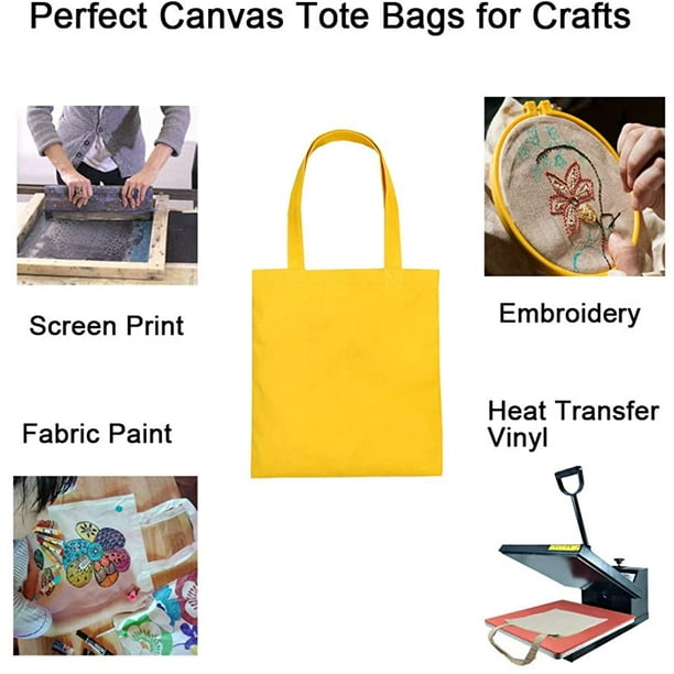 5 Pack 15 X 16 Inch Blank Canvas Tote Bags with 1 Pcs of PTFE