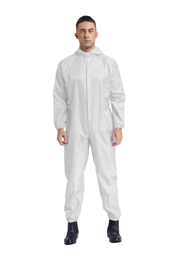 Mens Anti-Static Bodysuit Coverall Zip Up Jumpsuit Spray Paint Uniform Work Clothes White XL