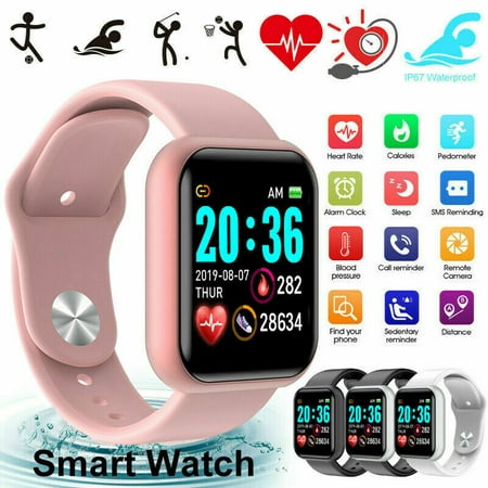 Black_Friday 2022 Bluetooth Smart Watch,with Heart Rate Monitor IP67 Waterproof Touch Screen for Android iOS Phones Pink