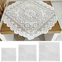 Cheers.US 2 Pcs Rectangle Small Table Cloth Lace Macrame Vintage Tablecloth Shabby Chic Embroidered Oblong Table Cover for Wedding Banquet Holiday Long Dinner Tables 