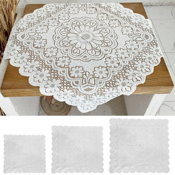 Cheers.US 2 Pcs Rectangle Small Table Cloth Lace Macrame Vintage Tablecloth Shabby Chic Embroidered Oblong Table Cover for Wedding Banquet Holiday Long Dinner Tables 