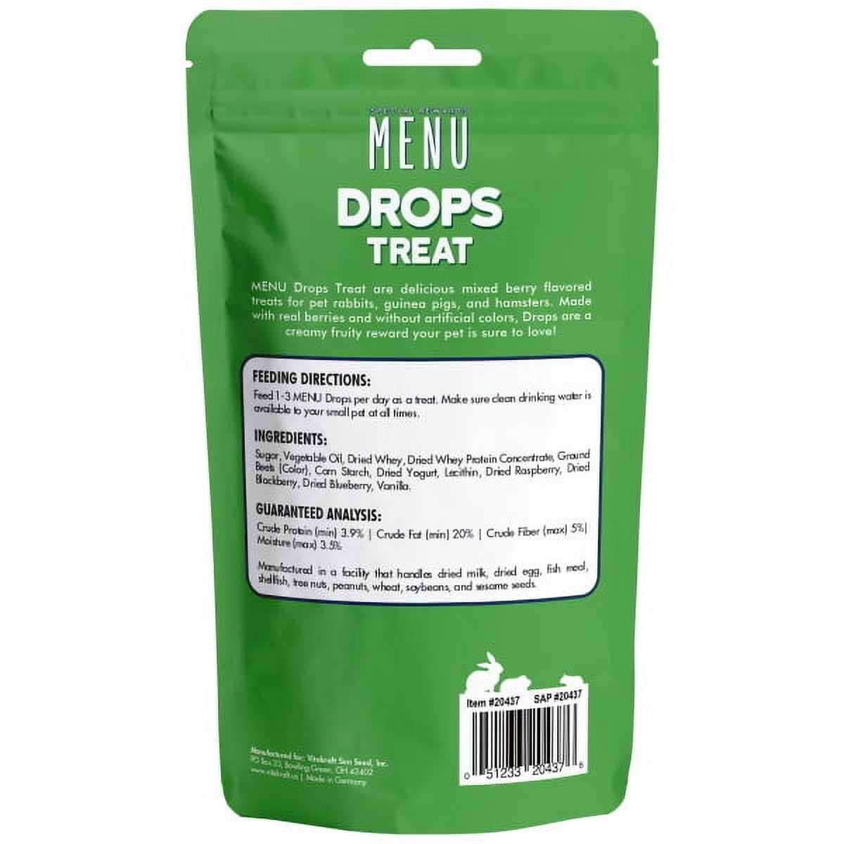 (4 pack) MENU Mixed Berry Drops - Treat for Pet Rabbits, Guinea Pigs, and Hamsters, 3.0 oz