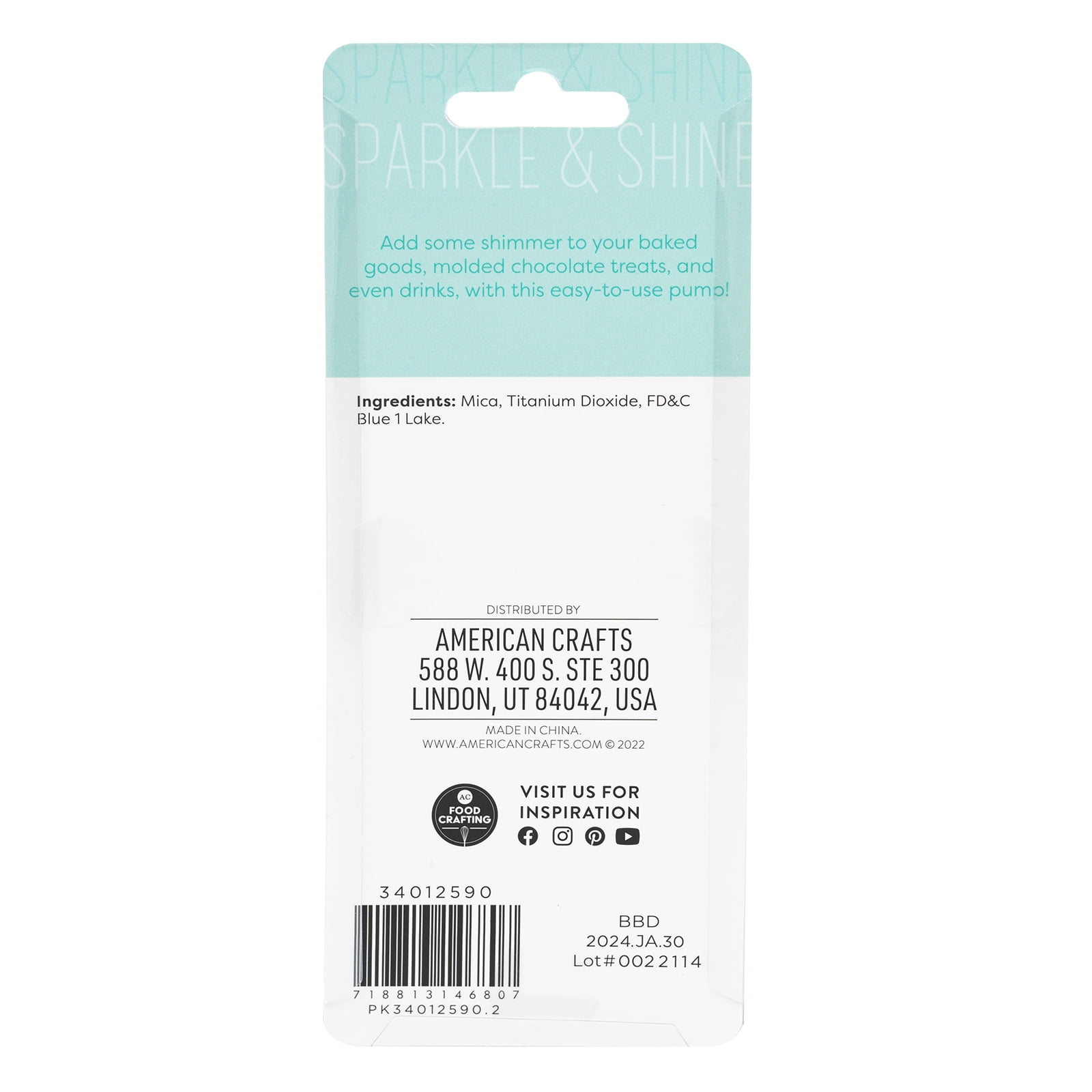 Sweetshop Light Blue Dust Pump .35oz Dessert Toppings