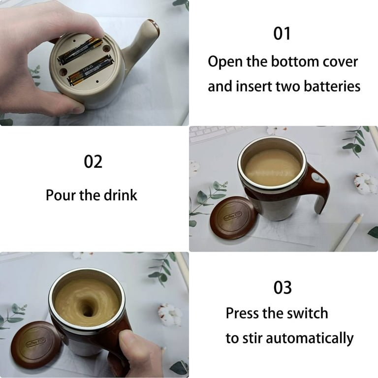 HOTBEST Self Stirring Coffee Mug Cup 400ml Electric Stainless Steel  Automatic Self Mixing Spinning Home Office Travel Mixer Cup 