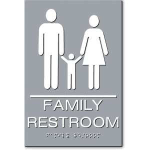 

California FAMILY RESTROOM Wall Sign-Gray / White (4 Units)