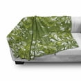 thumbnail image 3 of Green Soft Flannel Fleece Throw Blanket, Abstract Floral Ornaments Nature Inspired Branches Leaves, Cozy Plush for Indoor and Outdoor Use, 70" x 90", Apple Green Fern Green, by Ambesonne, 3 of 6