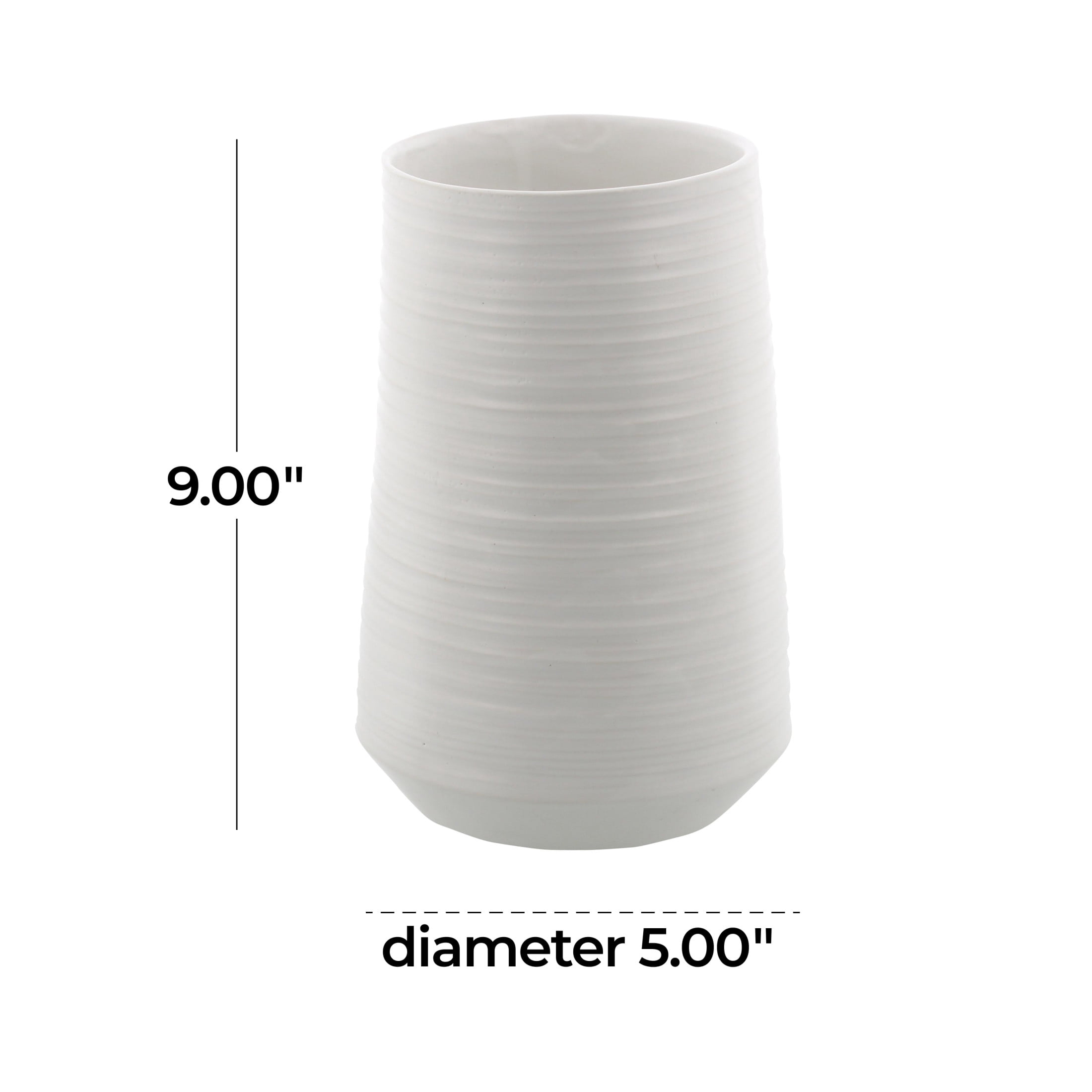 CosmoLiving by Cosmopolitan 9" Ribbed White Porcelain Ceramic Vase