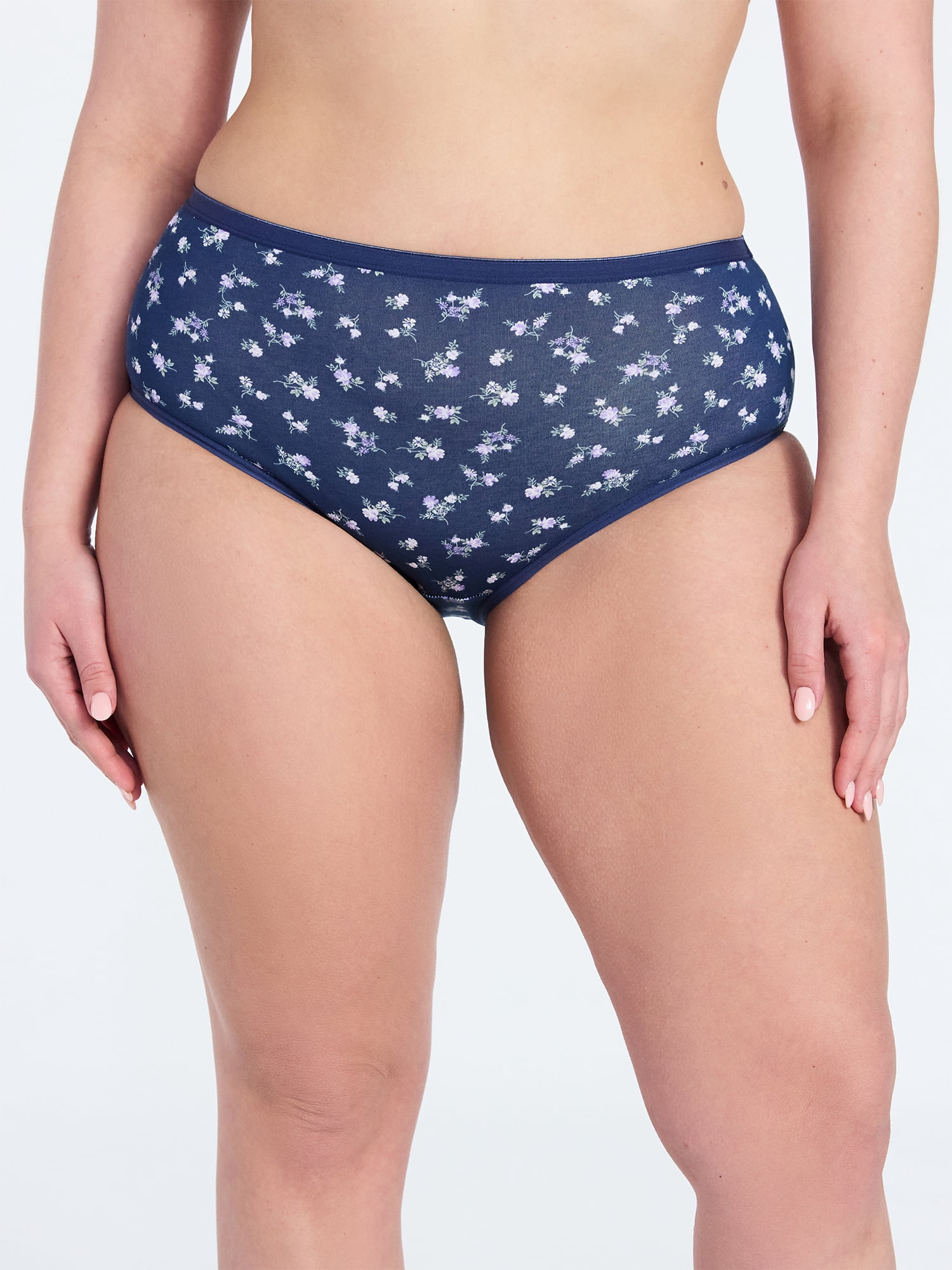 Joyspun Women's Cotton-Blend Brief Panties, 6-Pack, Sizes S-XXXL