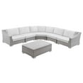 thumbnail image 3 of Modway Conway Outdoor Patio Wicker Rattan 6-Piece Sectional Sofa Furniture Set in Light Gray White, 3 of 5
