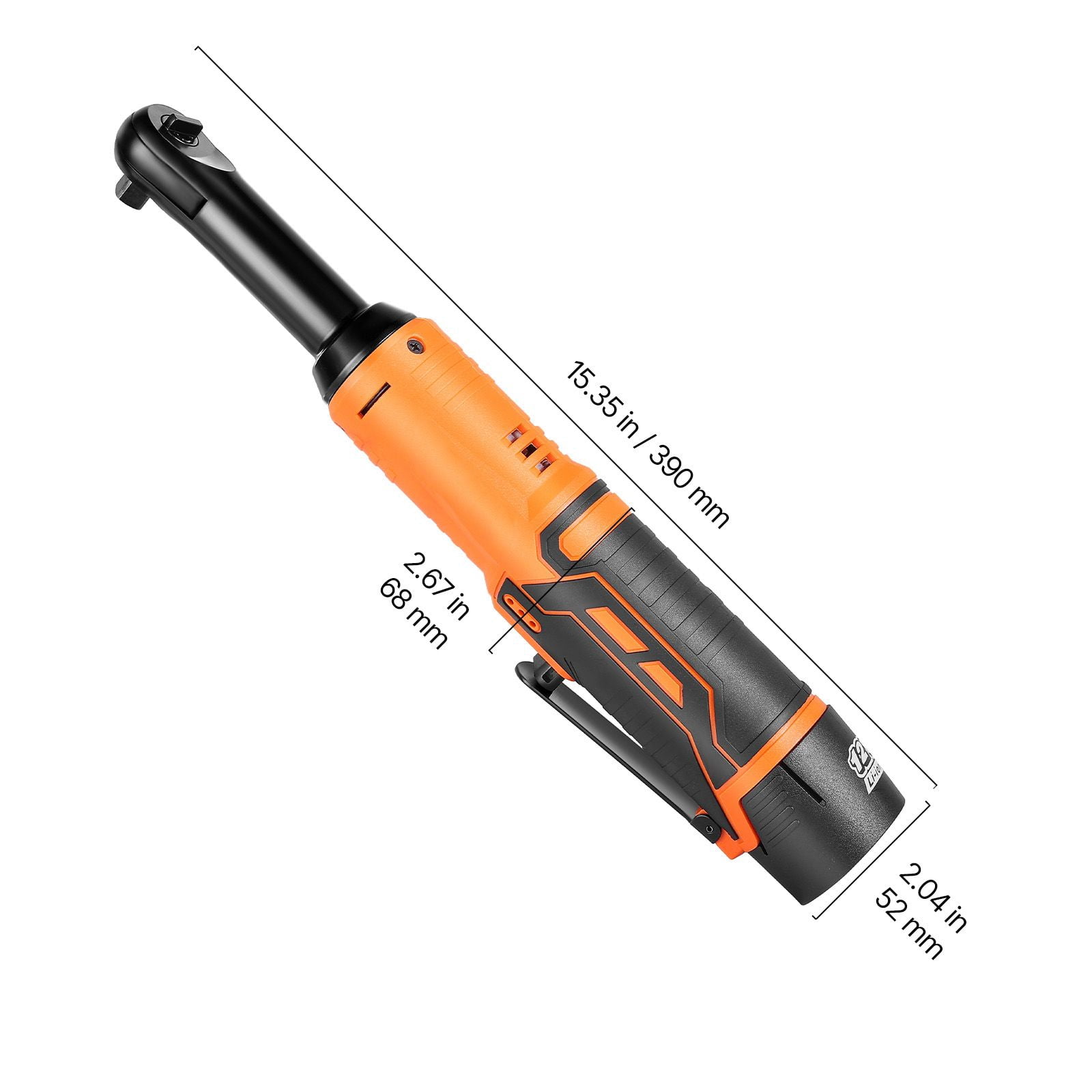 Cordless Ratchet Wrench 3/8" with 33 ft-lbs Torque, 240 RPM, Dual 2000mAh Batteries, LED Light, for Automotive Mechanical Work