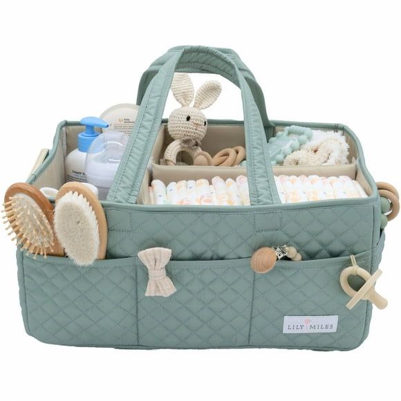 Organizador acolchado para pañales de bebé Lily Miles Willow Green
