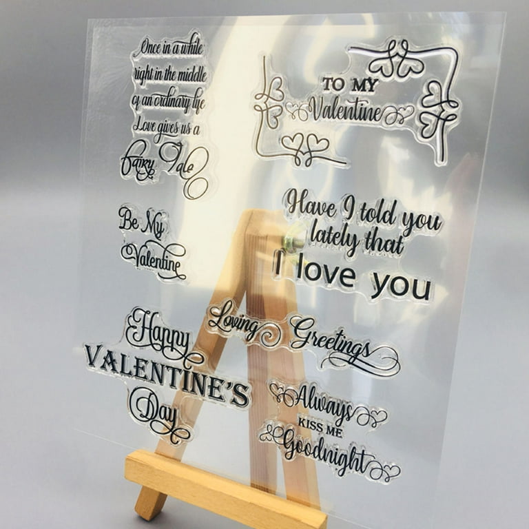 Valentine's Day Clear Stamps with Sentiment Words for Card Making and Paper Craft, Cupid Angel Heart Arrow Star Clear Rubber Stamps for Card Making
