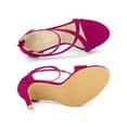 thumbnail image 4 of BLISSFUL STEP Women Zipper Ankle Strap Stiletto Heel Sandals Hot Pink 6, 4 of 6