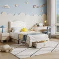 thumbnail image 3 of Princess Style Twin Upholstered Bed Frame - Headboard, Storage Drawer, Durable Color Color Wood Slats, Easy Assembly, No Box Spring Needed - Kids Girls Bedroom Furniture - Light Cream Shade Shade, 3 of 7
