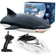 Remote Control Shark Toys for 8-12 Year Old Boys High Simulation Shark RC Boats Pool Toys for Teens 2.4G Hz Remote Control Boat for Swimming Pool Bathroom (with 2 x Rechargeable Battery)