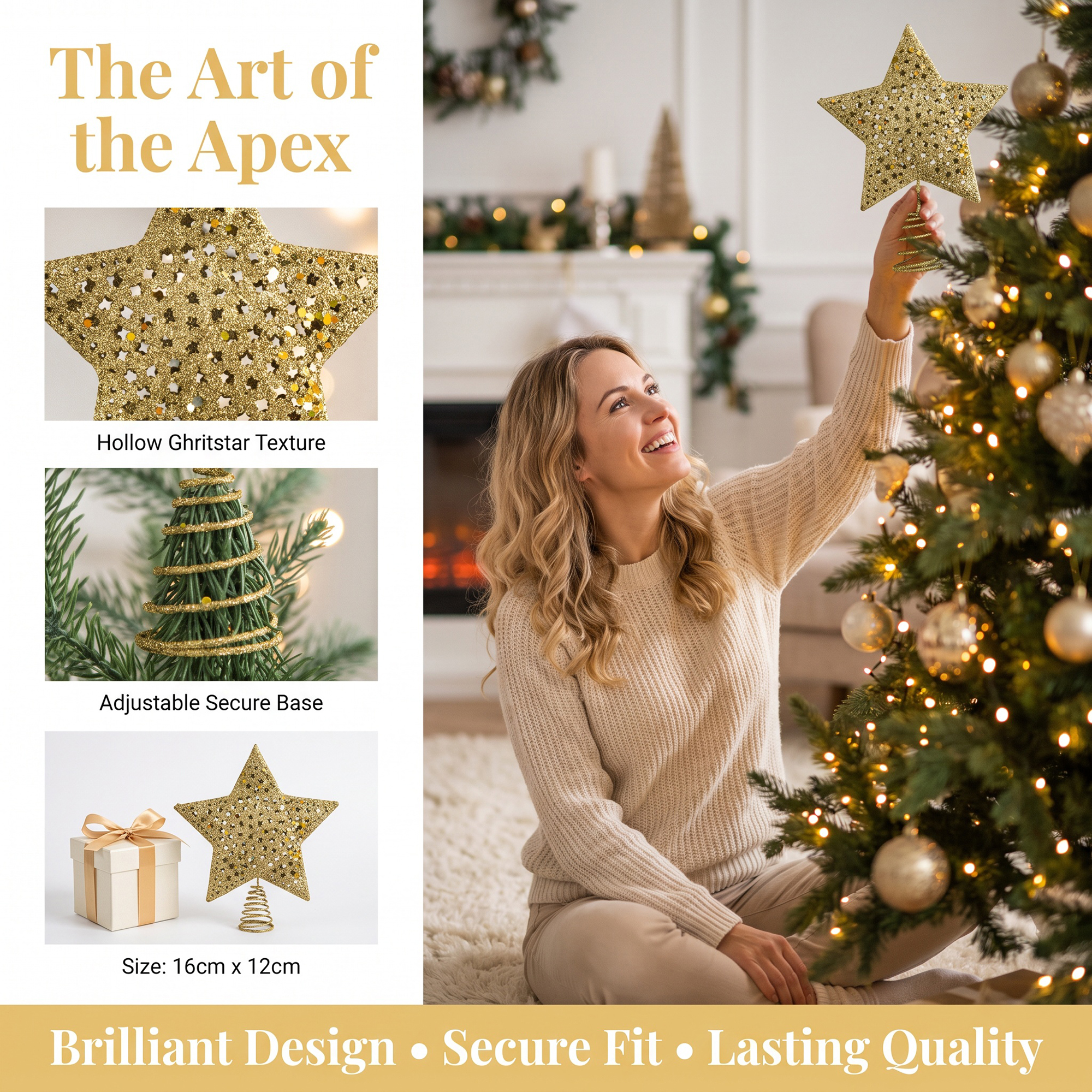 Unique Bargains Openwork Astral Sphere Luxury Adjustable Concealed Base Accent Gold 6.3"