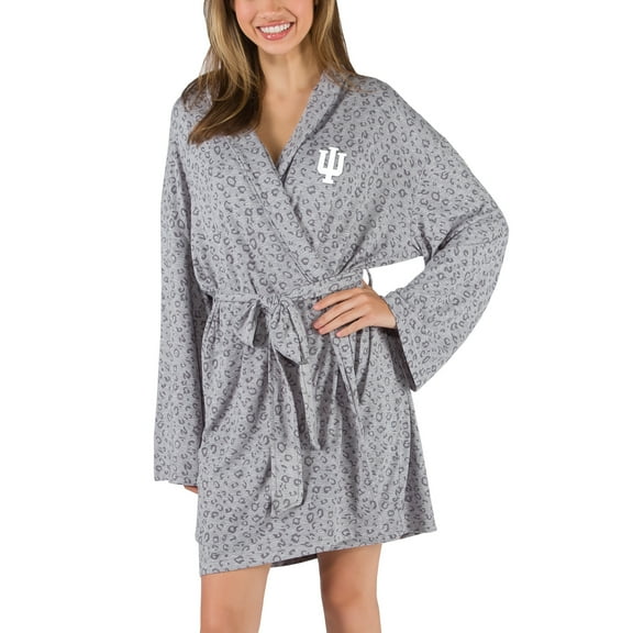 Women's Concepts Sport Gray Indiana Hoosiers Frill Hacci Knit Robe