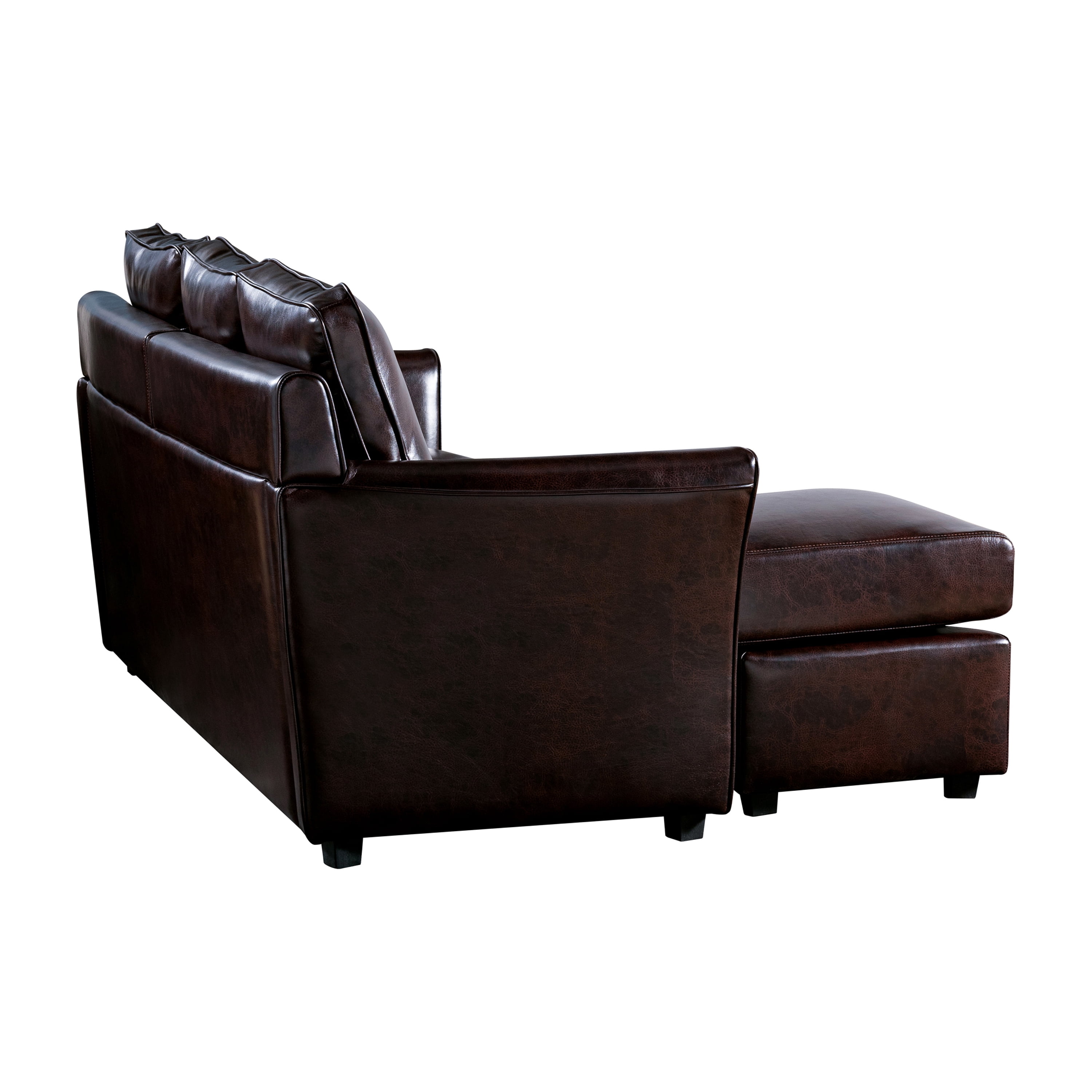 Furniture of America Sula Transitional Sectional Sofa in Faux Leather Brown