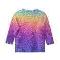 thumbnail image 4 of Abcomgle Girls Shirts 10-12 Crewneck Glitter Sparkly Tshirts Toddler 3/4 Sleeve Girls Shirts Summer Fashion Cotton Linen Toddler Tops Girls,7-8 Years, 4 of 5
