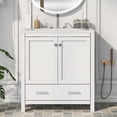thumbnail image 2 of 30-inch White Single Sink Bathroom Vanity, 2 Doors and 1 Drawer, Sturdy Wood Frame, Multifunctional, Quick Setup, 2 of 5