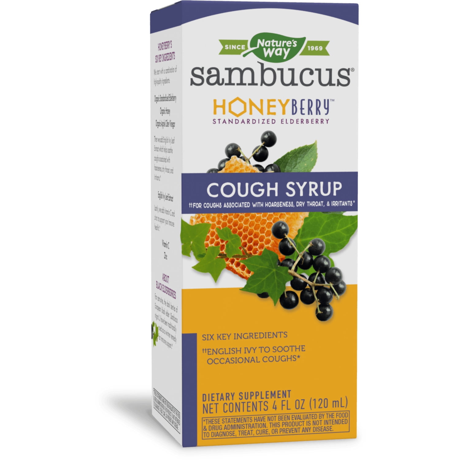 Natureâ€™s Way Sambucus HoneyBerry Cough Syrup, with Black Elderberry