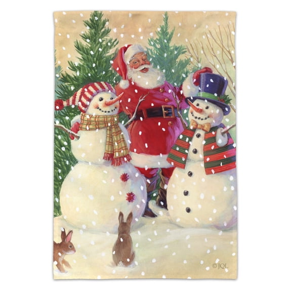 Christmas Holiday Santa Snowman Friends Garden Yard Flag