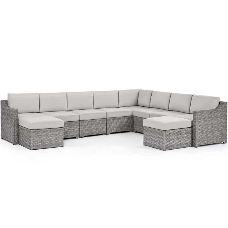 10 Piece Patio Conversation Set,All-Weather Patio Furniture Set,Rattan Wicker Outdoor Sectional Sofa with Thick Cushions