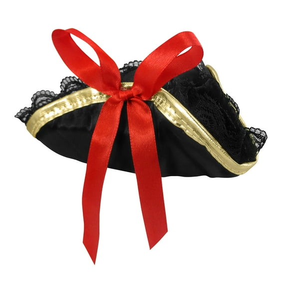 Black Mini Pirate Hat Ladies Buccaneer TriCorn Tricorner Hat Hair Clip Accessory