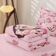 thumbnail image 5 of Erosebridal Bowknot Cow Print Boot Zipper Queen Comforter Set with Fitted Sheet and 2 Pillowcases for Girls, Western Cowgirl Cowboy Zipper Bedding Set, Pink Reversible, 4-Piece, 5 of 7