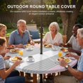 thumbnail image 3 of Round Outdoor Tablecloth with Umbrella Hole and Zipper, Pink Striped Tablecloth with Elastic Waterproof, Multicolor Grey White Horizontal Stripes Patio Table Covers for 36" - 44" Picnic Pool Tables, 3 of 9