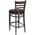 thumbnail image 4 of Flash Furniture 2 Pack HERCULES Series Ladder Back Walnut Wood Restaurant Barstool - Black Vinyl Seat, 4 of 7