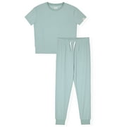 Sleep On It Boys 2-Piece Textured Jersey Short-Sleeve Jersey Pajama Pants Set - Green , 6-7