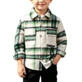 thumbnail image 2 of Taqqpue Toddler Boys Plaid Shirts Kids Long Sleeve Casual Button Down Shirt,Loose Fit Fall Winter OverSize Jacket Outwears Blouse Tops for Boys 6T-5 Years, 2 of 9