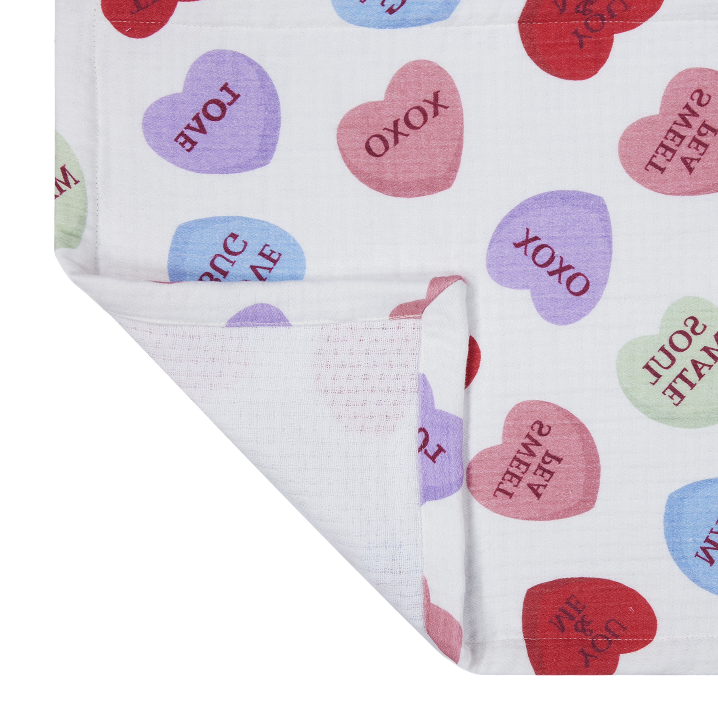 Conversation Hearts Table Runner - 14" x 72" - 100% Cotton, Multi-color