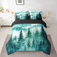 thumbnail image 2 of Homewish Natural Botanical 7pcs Bedding Comforter Set,Tropical Pine Tree Queen Bedding Sets,Cyan White Queen Sheet Sets For Adults,Microfiber Bedroom Decor Reversible, 2 of 8