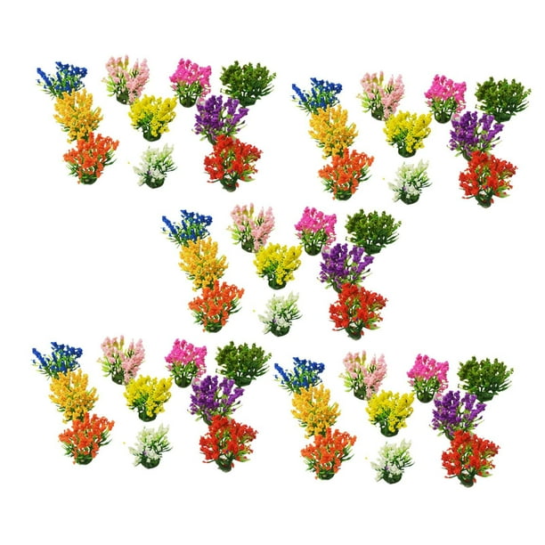 Kit de decoración de paisaje con modelo de racimo de flores en miniatura de 50x, modelo de flores artificiales para altura 3 cm
