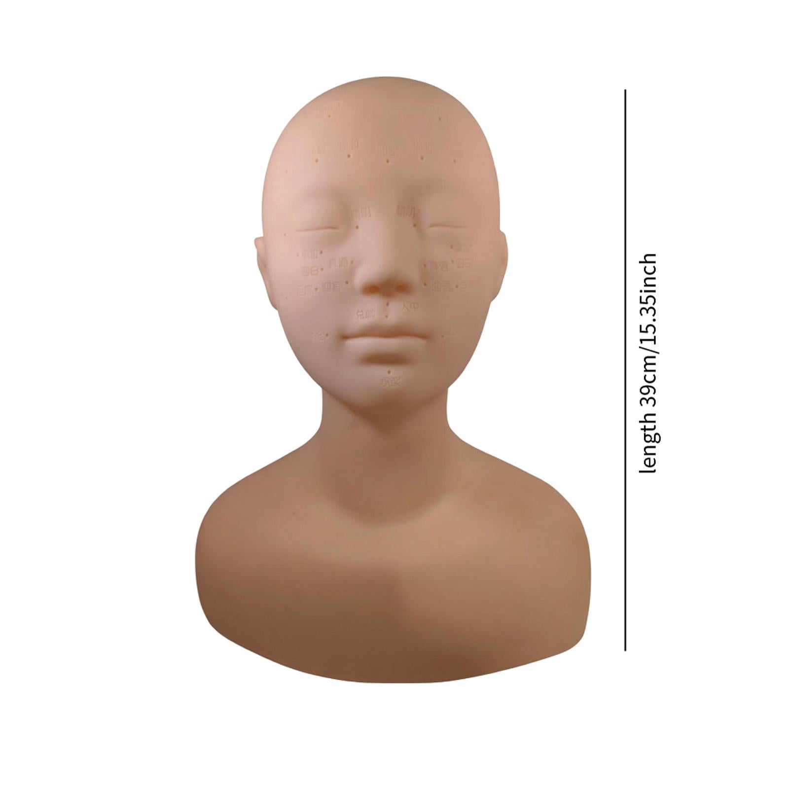 Serenable Training Mannequin Head Silicone Face Model Spa Massage Practice Tool Lifelike Features Suitable for Massage Learning Beauty Training Eyelash Practice Normal