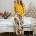 thumbnail image 4 of SWSMCLT Women's Baggy Loungewear Plus Size Loungewear Set Billowy Elastic Band Pajama Set Breathable Crew Neck Cute Yellow 3X-Large, 4 of 5