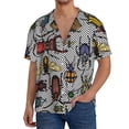 thumbnail image 3 of Sigee Bright Insects Print Men's Shirts Casual Button Down Short Sleeve Summer Beach Shirt Hawaiian Vacation Shirts Tee Shirt-Large, 3 of 7