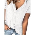 thumbnail image 2 of Gvmfive Women Casual Short Sleeve V Neck Button Down Tunic Blouse Shirt, 2 of 4