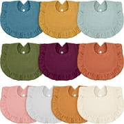 10 Pcs Baby Muslin Bibs Drool Bandana Soft Adjustable Baby Cotton Bibs for Newborn Baby Girl Boy Toddlers Infants Teething