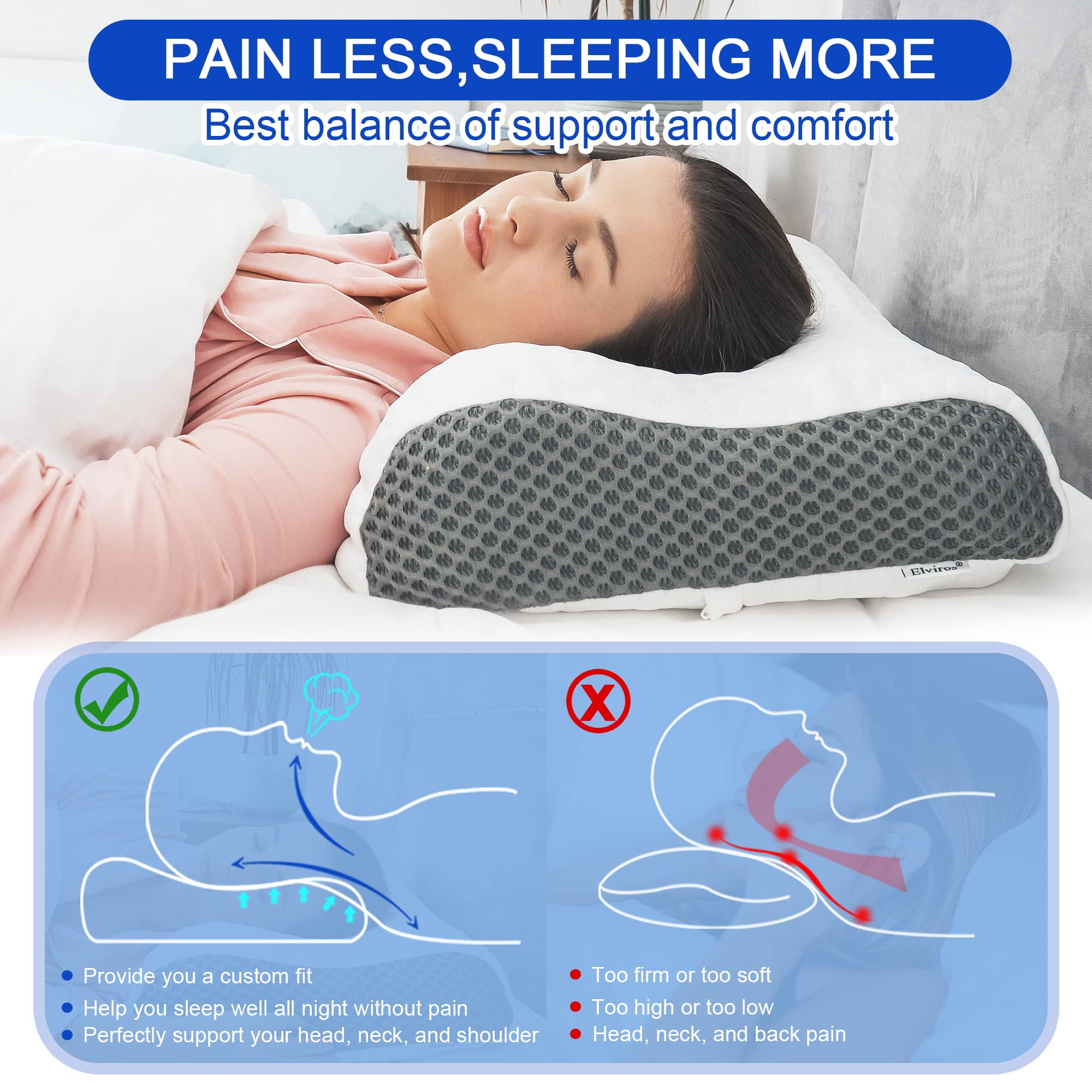sleepwithme. Beauty Soft Low Profile Anti-Aging Pillow Beauty Pillow for  Back, Stomach and Side Sleeper, Pillow for Neck and Shoulder Pain Contour