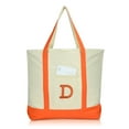 thumbnail image 3 of DALIX Initial Tote Bag Personalized Monogram Orange Zippered Top Letter - D, 3 of 6