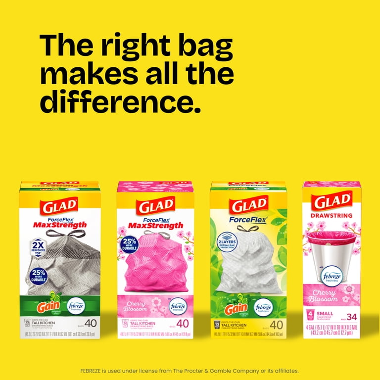 Glad Quick-Tie 4-Gallon Small Trash Bags, Gain Scent photo 8