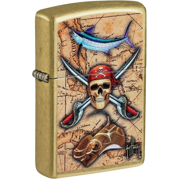 Zippo - Customized Message on for Guy Harvey Pirate Skull and Treasure Map 48966