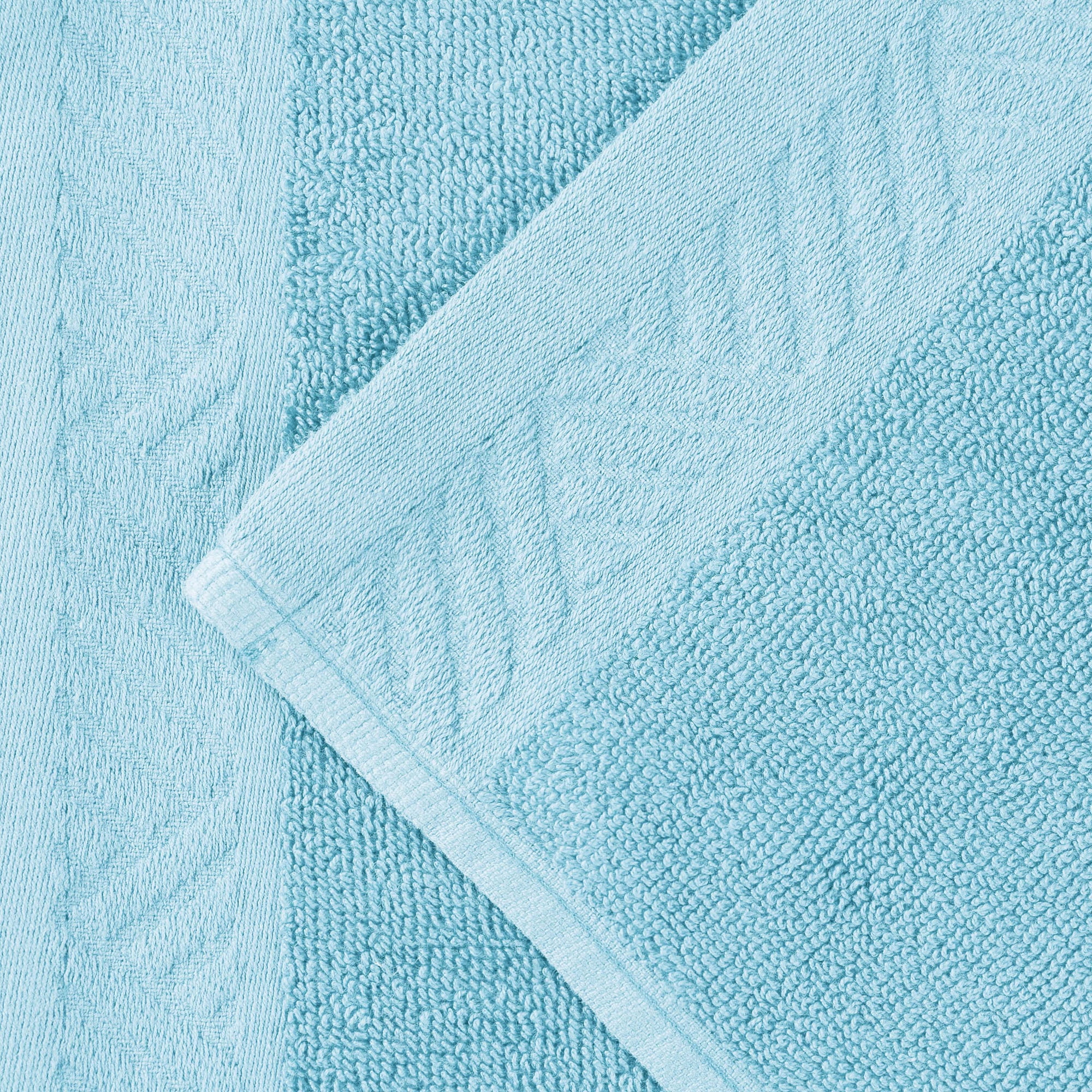 Superior Basketweave Egyptian Cotton Solid 3 Piece Towel Set, Sky Blue